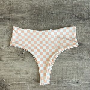 Peixoto Beige Riviera Check Cheeky Bikini Bottom M
